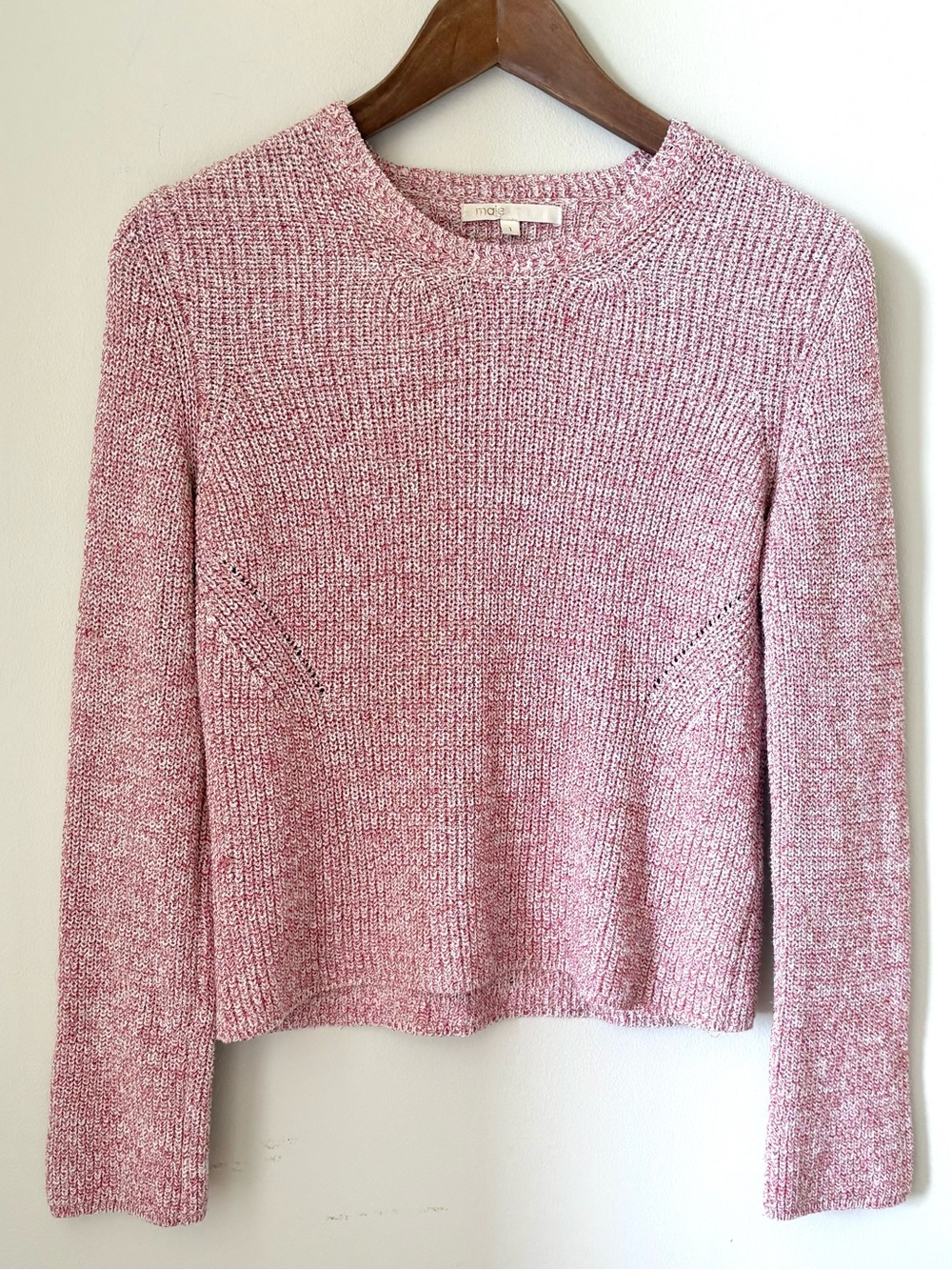 Maje pink/gold metallic/red/white knit sweater size 1 / Sm